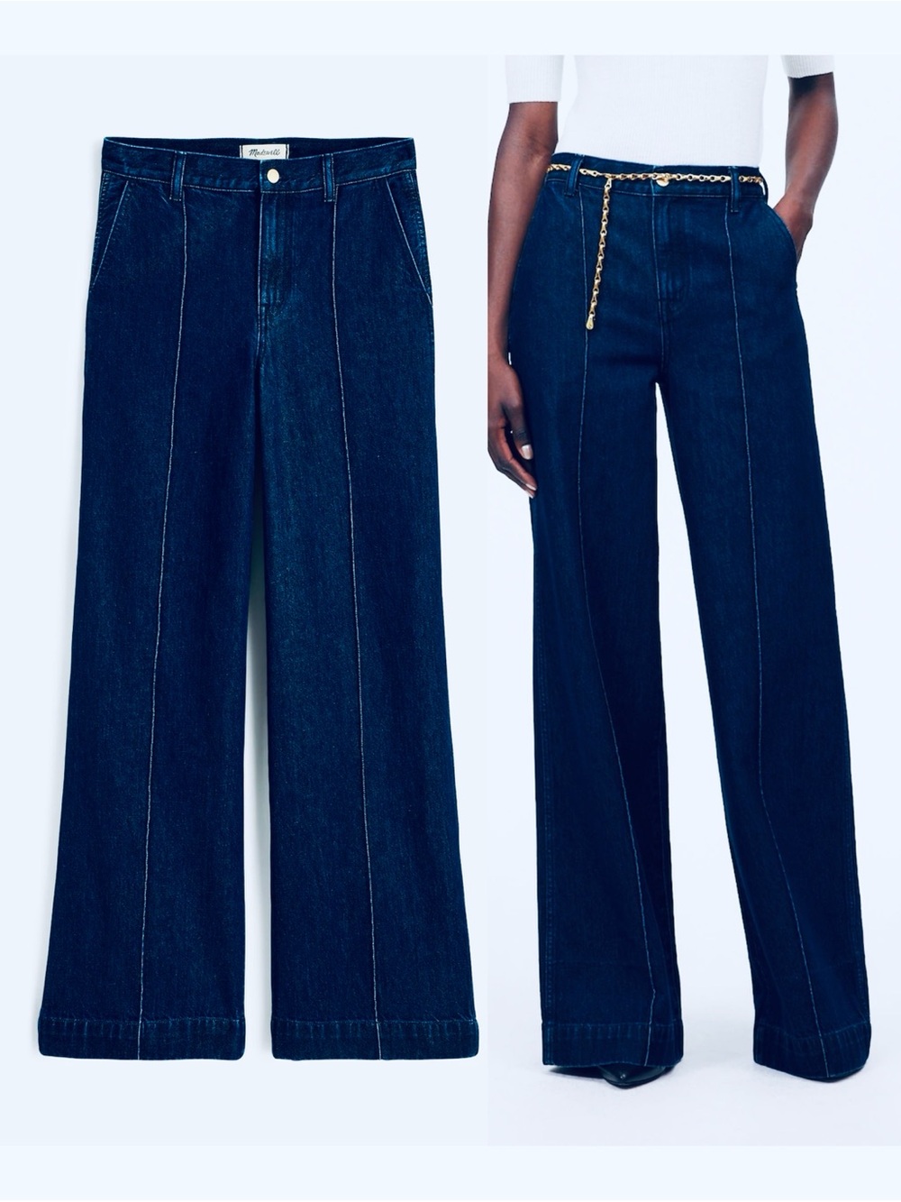 Madewell 100% Rigid Cotton Superwide Leg High Rise Jeans, Sz 33, Landrum Wash